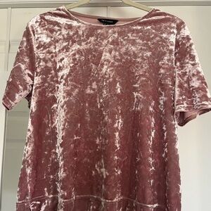 New Look Blush Velvet Short Sleeve Top